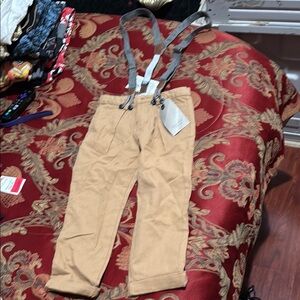 Kids Tan Suspender Pants